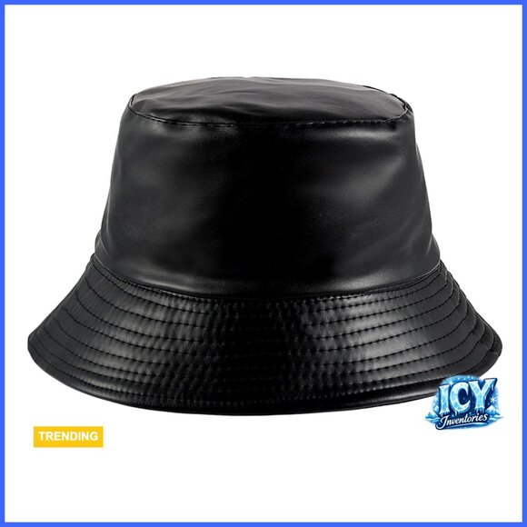 Adjustable PU Leather Bucket Hat for Women Men, Foldable Fishing Hiking Outdoor main image 6